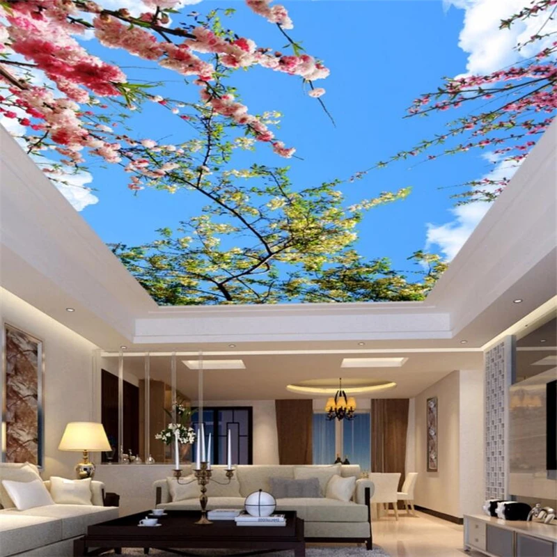 

wellyu Custom Wallpaper 3D Aesthetic Fresh Blue Sky White Cloud Living Room Ceiling Zenith Mural papel de pared 3d wallpaper