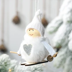 Pompom Doll Ski Small Pendant Christmas Tree Hanging Skiing Doll Lovely New Year Kids Adults Gifts Home Party Desktop Decoration