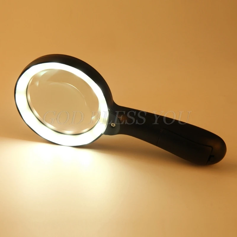 Lighted Magnifying Glass-10X Hand held Large Reading Magnifying Glasses with 12 LED Illuminated Light for Seniors, Repair, Coins