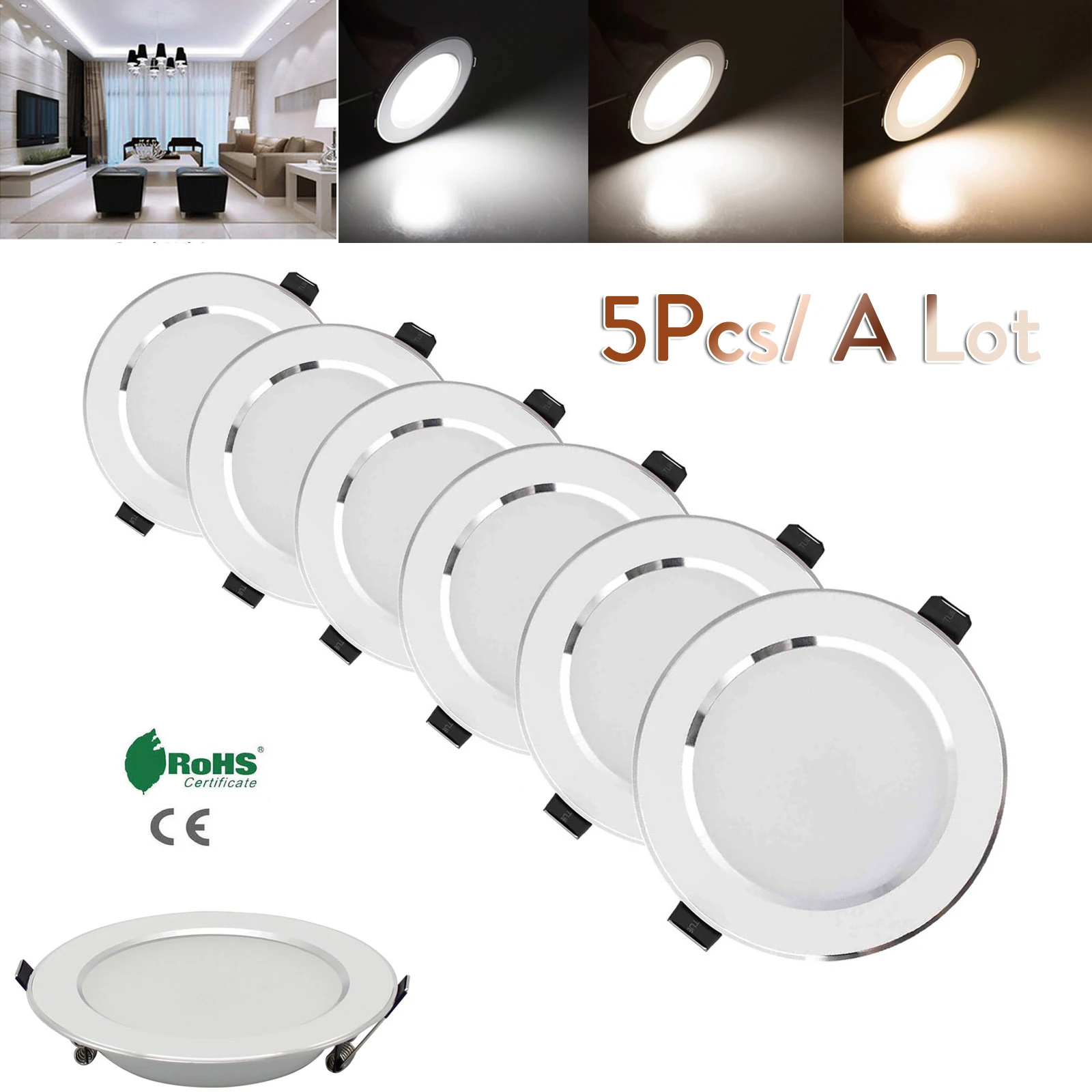 5PCS Dimmable  LED Recessed Ceiling Light Downlight Lamp 21 18W 15W 12W 9W 7W 5W 3W 110V 220V With Driver Lighting Lamps