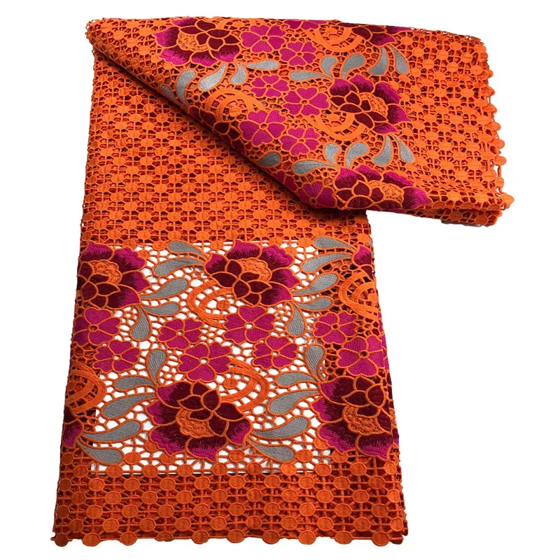 

African French Lace Fabric High Quality Nigeria French Net African Lace fabric 2021 orange guipure lace fabric For Women