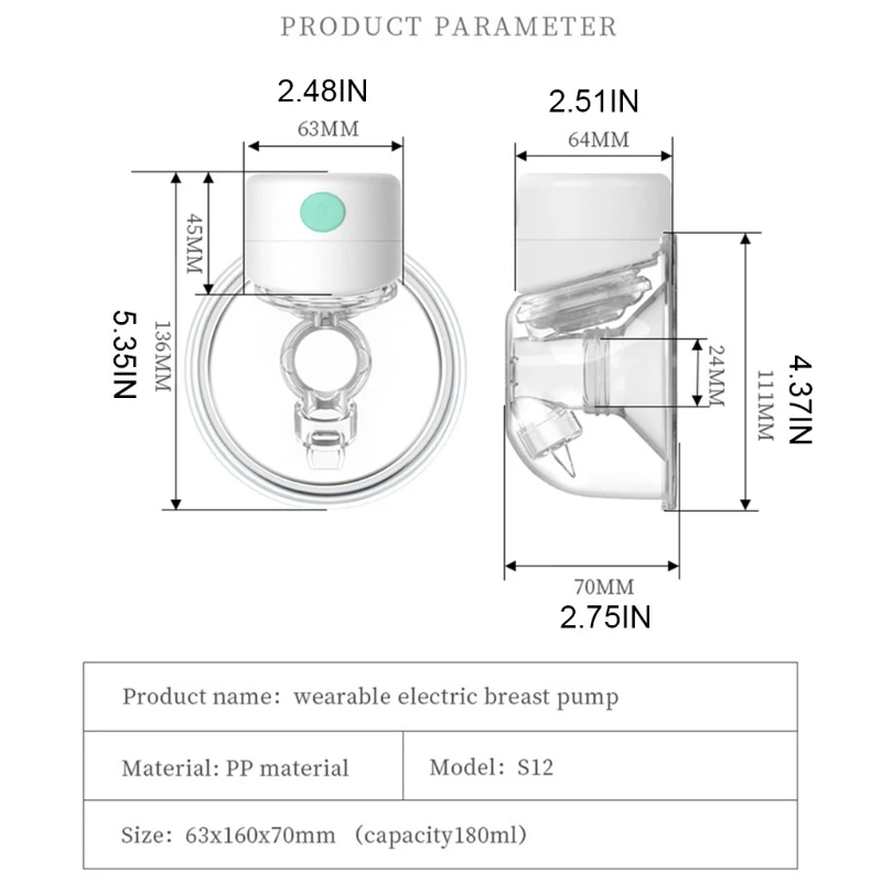 Extractor de leche portátil para bebé, bomba de leche portátil con pantalla LED, silencioso, ventosa para alimentar leche, botellas de Media bola