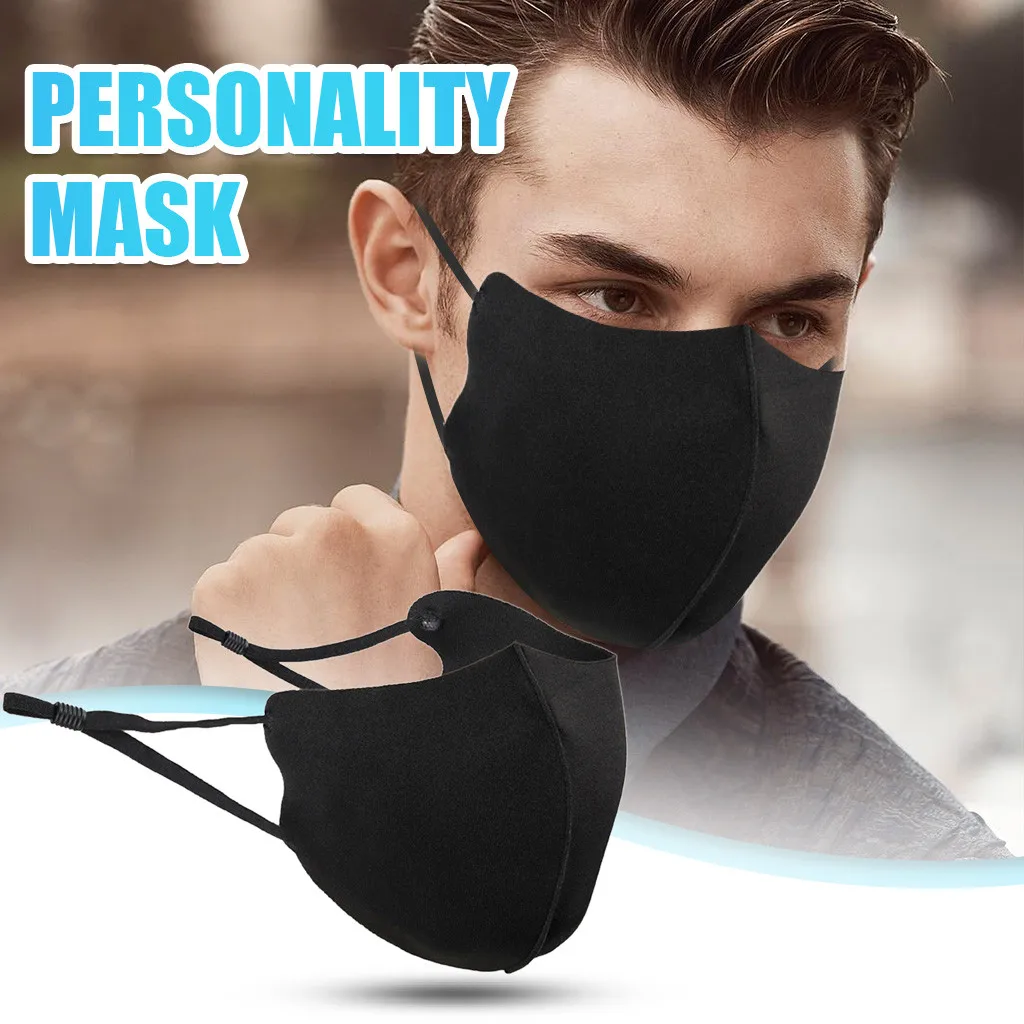 Adult Black Cotton Face Mask Adjustable Cloth Mask Face Shield Washable Man Woman Reusable Mouth Mask Mouth Caps Mascarilla