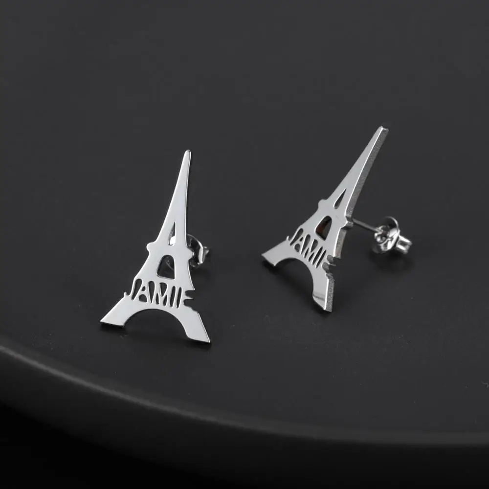 Hot Sales Leaning Tower Of Pisa Italy Eiffel Tower Paris Pendants DIY Earringgs For Gift Personalized Name Hoop Earrings