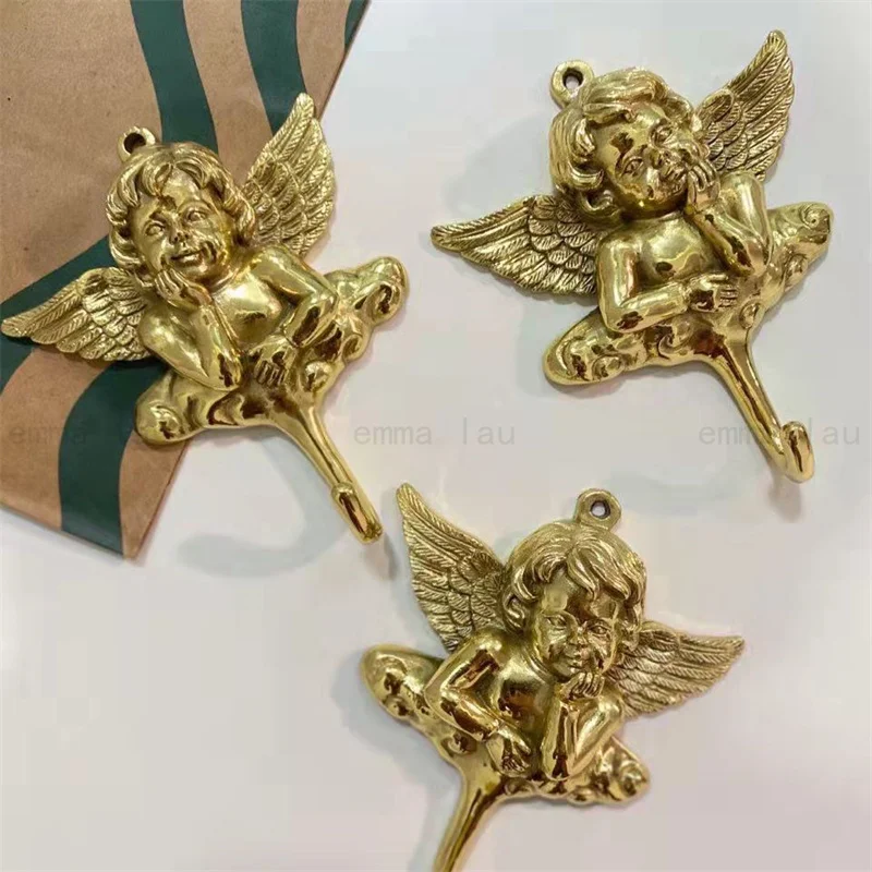 Angel Brass Furniture Wall Hooks Gold Coat Hook Creative Home Wall Decoration Hanger Hook Home Storage