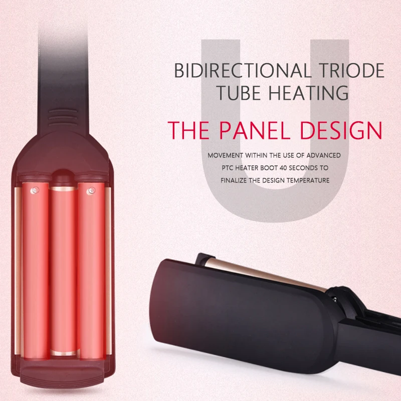 Kemei Hair Curler Professional 3 Barrels Big WAVE Curling Iron CRIMPING เหล็กปุยลูกกลิ้งไข่ม้วนผมจัดแต่งทรงผมเครื่องมือ