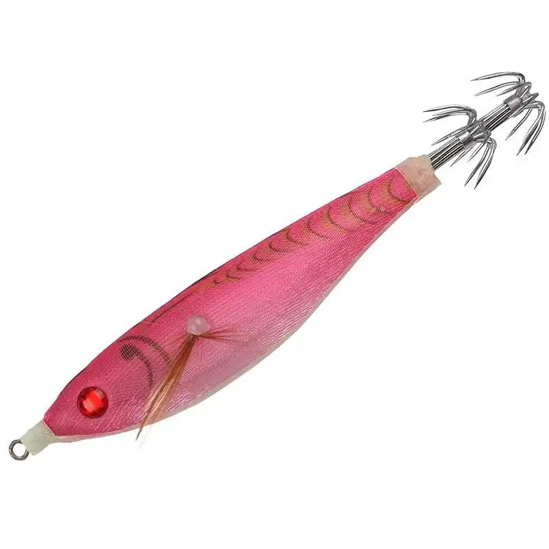 1Pcs New Round Belly Wood Shrimp Fishing Lure Squid jig Squid Hook Fishing Tackle