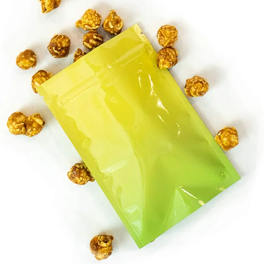 

50pcs Yellow Green Gradient Heat Sealable Food Safe Storage Bag Flat Ziplock Pouches Aluminum Foil Zip Lock Mylar Bags