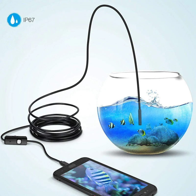 720P 5.5mm Endoscope Camera Flexible IP67 Waterproof  Inspection Borescope Camera for Android PC Notebook 6LEDs Adjustable