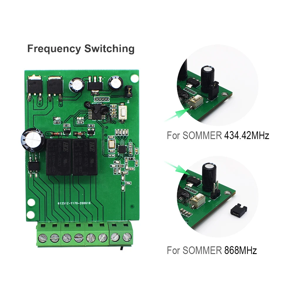 ガレージドア,リモコン受信機,サムス4020, 4026, TX03-868-2, 868.8MHz, 2チャンネルスイッチ