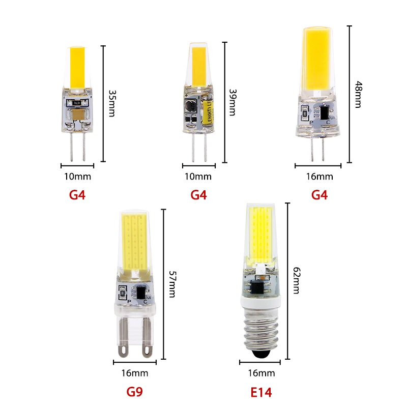 5pcs/lot COB G4 G9 E14 LED 3W 6W Light Bulb AC 12V 220V LED Lamp COB Spotlight Cold/Warm white Chandelier Replace Halogen Lamps