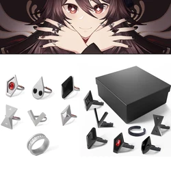 Game Genshin Impact Hutao Cosplay Rings Fashion Vintage Adjustable Finger Ring for Women Men Halloween Jewelry Gift With Box