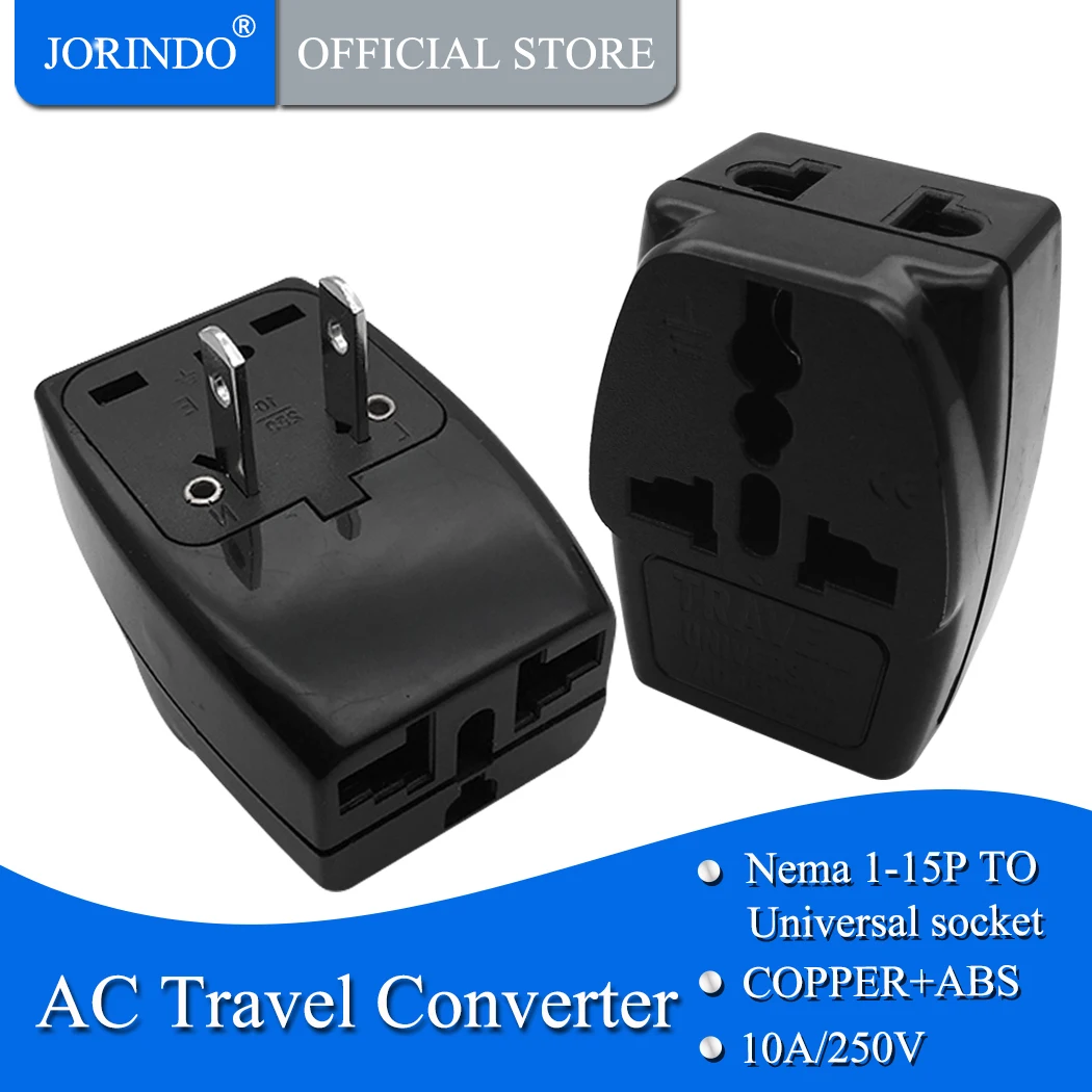 JORINDO  extended 3 outlet socket splitter US USA AC Power Plug Home Travel Converter Adapter Adaptor Mexico USA Wall charger