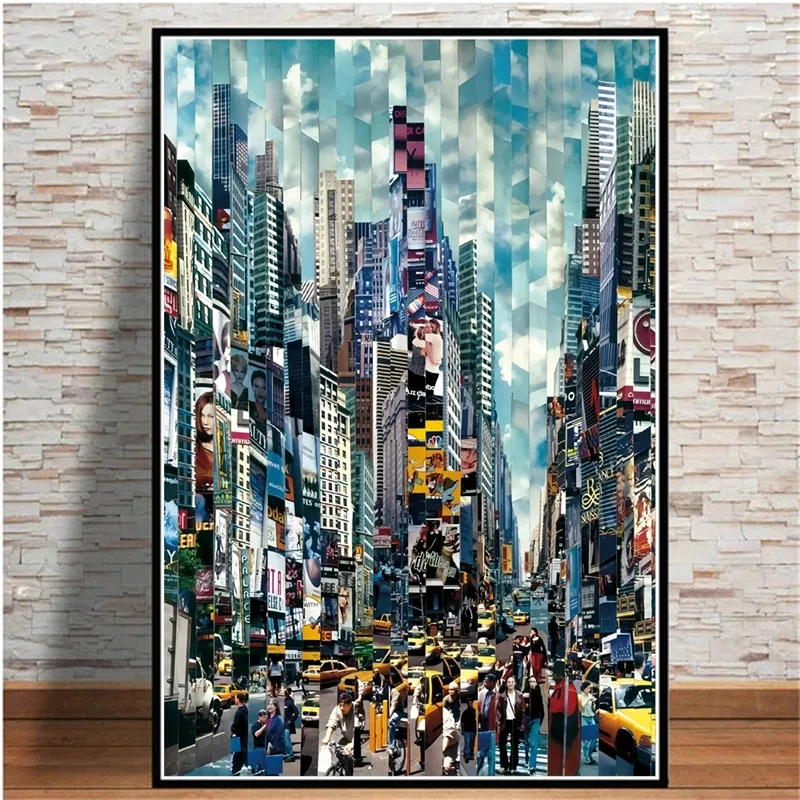 

Abstract Crowded City Street Posters And Prints Oil Painting On Canvas Wall Art Modern Buildings Decor Picture For Living Room