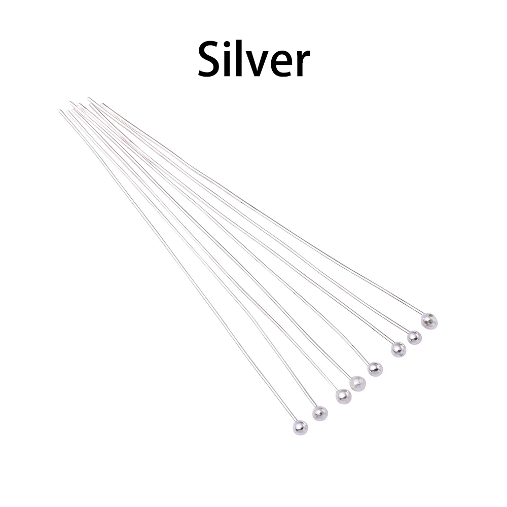 Épingles à tête sphérique en cuivre, 200 pièces/lot, 16-50mm, 8 couleurs, pour la fabrication de bijoux, accessoires Dia 0.5mm, vente en gros