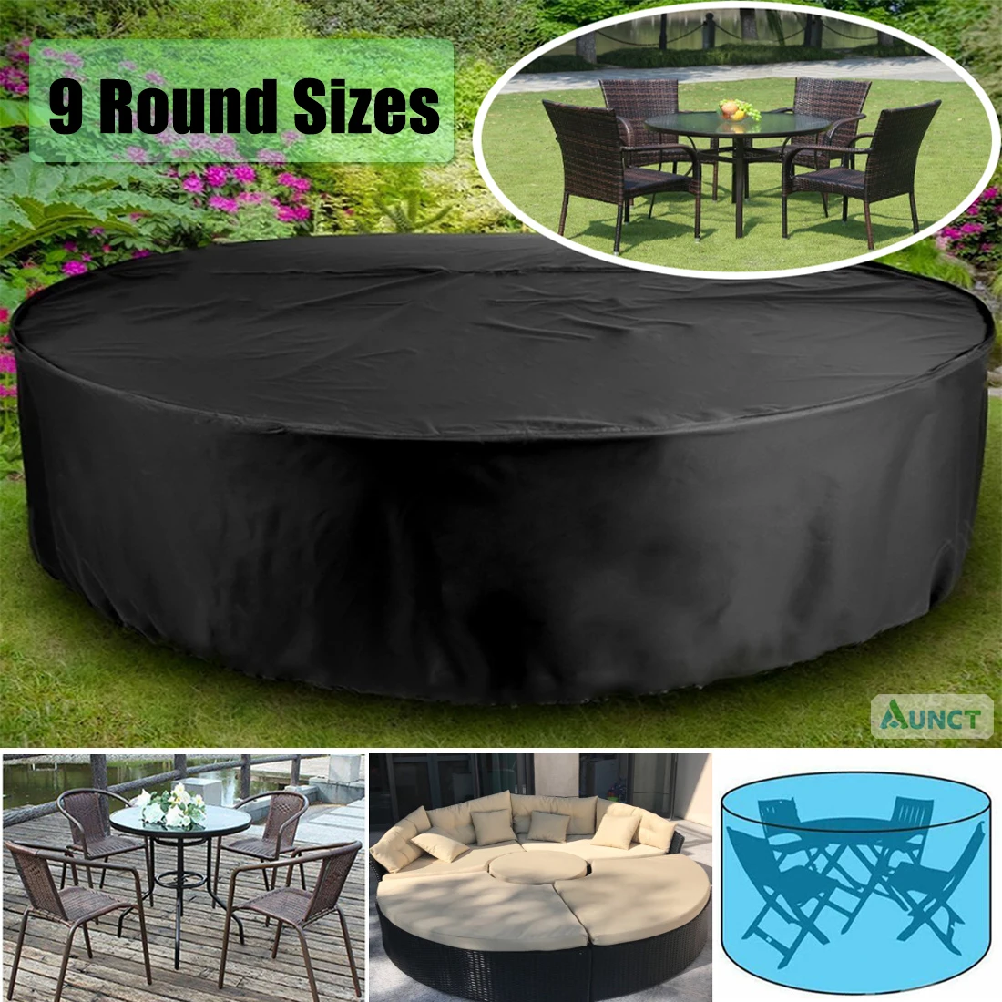 Outdoor Garden Furniture Cover Waterproof Round Table Cover Wicker Bed Sofa Protection Garden Patio Rain Snow Dustproof Covers