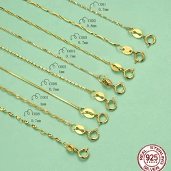 1pcs Genuine 925 Sterling Silver Singapore Box Snake Chain Necklace for Woman 40+5/40/45cm Basic Chain fit Pendant DIY Jewelry