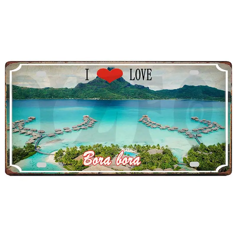 Muslimum Mauritius Bora materitices Crete Island segni in metallo Vintage Souvenir da viaggio per la decorazione della casa della parete 30x15cm