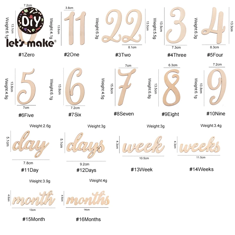 

Let's Make 18PCS Log Block Letter Baby Milestone Newborn Birth Commemorate Wooden Chip Growth Baby Monthly Milestone Baby Gift