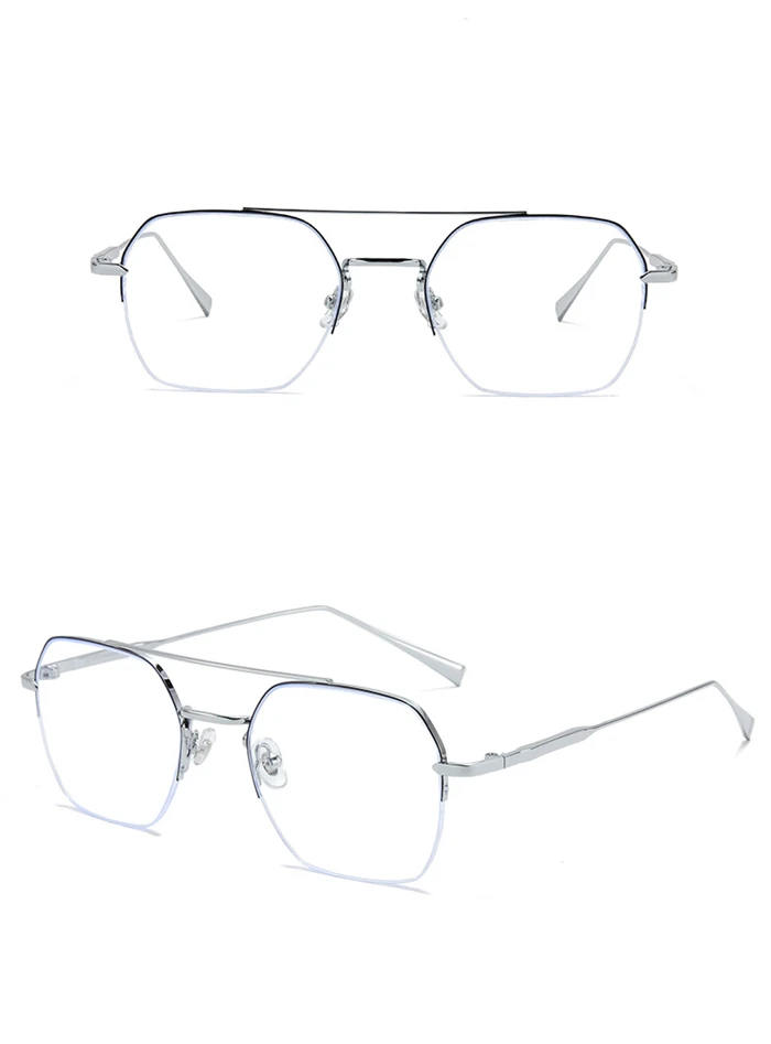Halbrahmen, blaues Licht blockierende Polygon-Kurzsichtbrille für Damen und Herren, Kurzsichtigkeitsbrille mit Sehstärke, 0–0,5–0,75 bis –6,0 – Detail 13