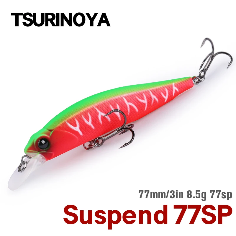 TSURINOYA Jerkbait DW101 77mm 8.5 Suspending Minnow Fishing Lure 77SP Artificial Hard Baits Movement System Pike Fishing Wobbler