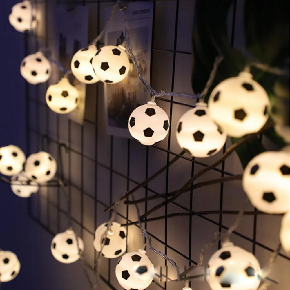 USB/Battery Powered LED Soccer Balls String Light Fairy Football Garland Light for Home Bedroom Theme Party Xmas Decoration