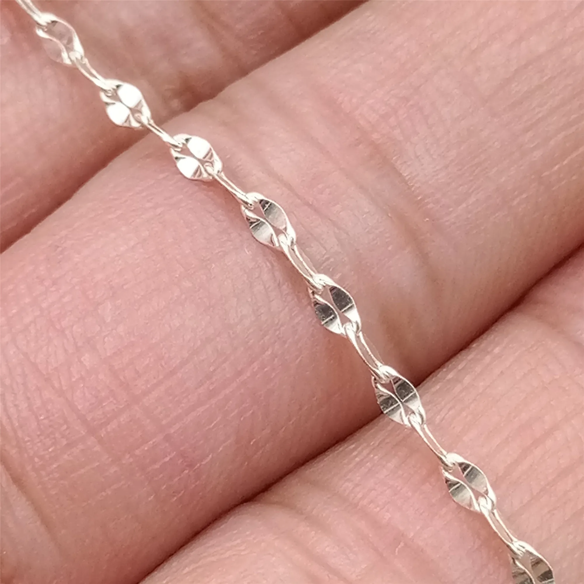 925 Sterling Silver Unfinished Tapped Hammered Style Cable Chain for Necklace