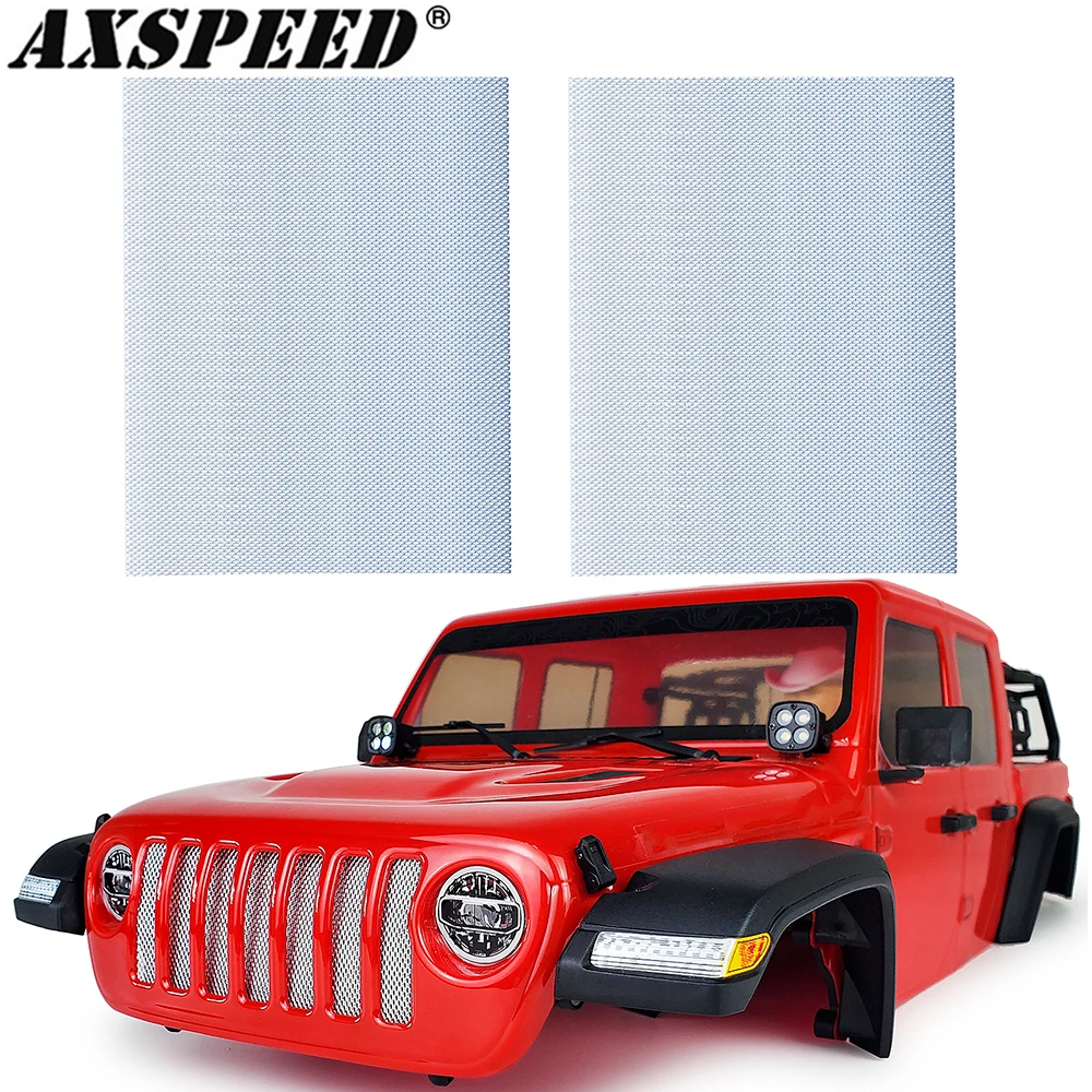 AXSPEED Stainless Steel Front Hood Grille Radiator Mesh Cooling Net for Axial SCX10 Jeep Wrangler 1/10 RC Crawler Car Parts