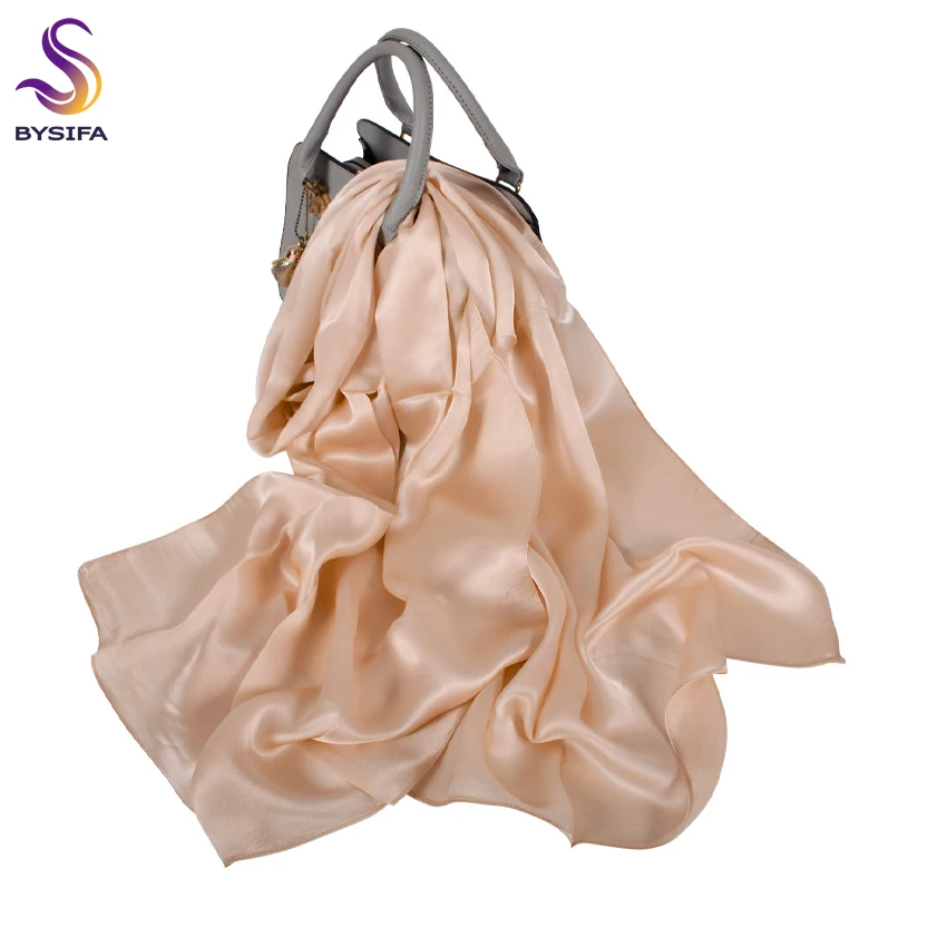 BYSIFA-bufanda de seda verde pura para mujer, chal Largo de seda de lujo, de marca, Cape180 x 70cm