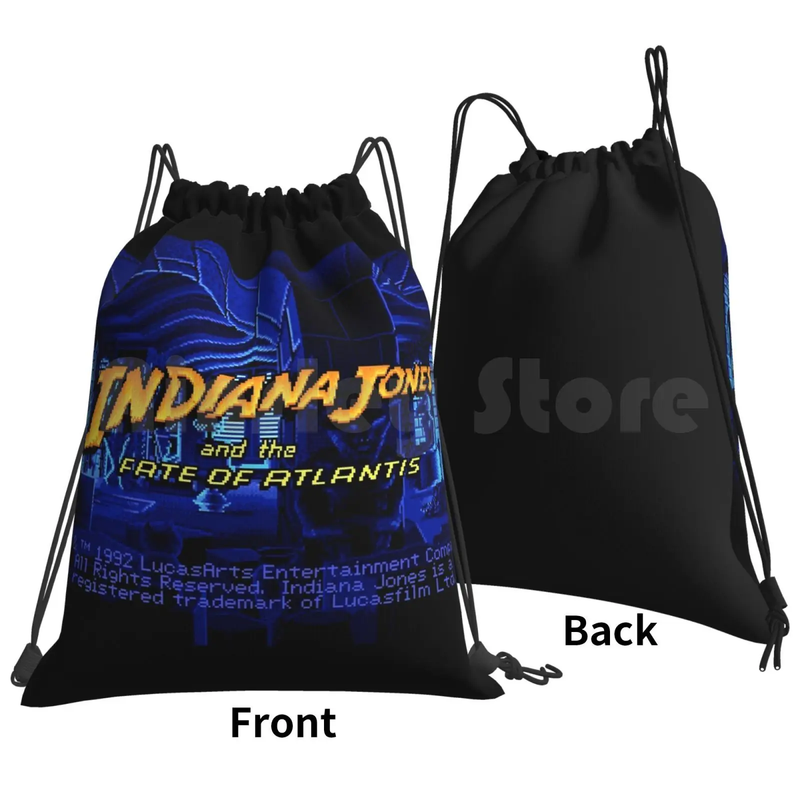 Indiana Jones And The Fate Of Atlantis #02 Backpack Drawstring Bag Riding Climbing Gym Bag Indiana Jones And The Fate Of