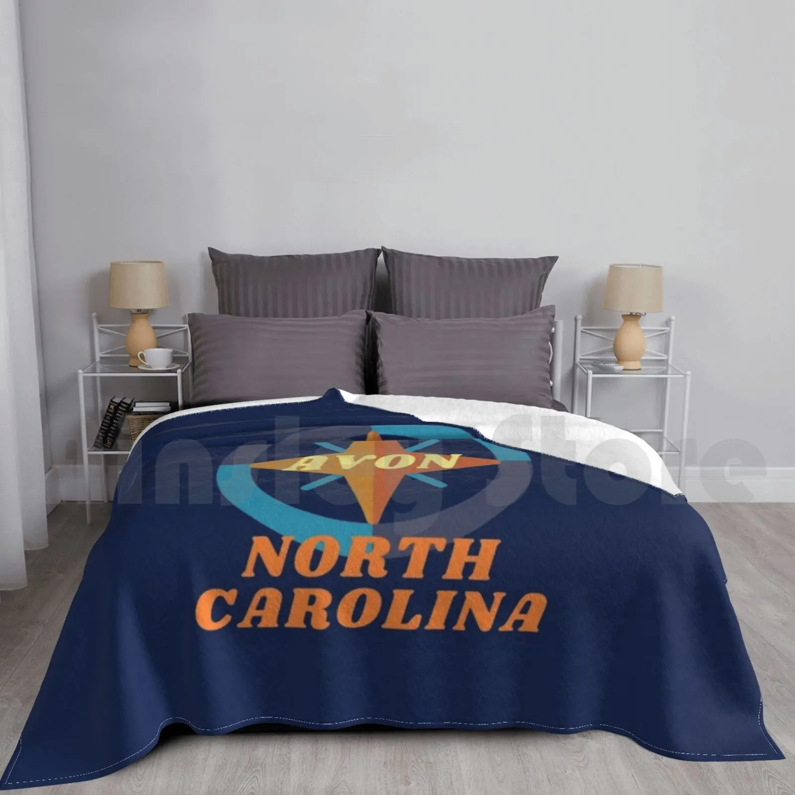 North Carolina Compass Blanket Fashion Custom Nc Nc Compass Kalistela Blue Orange Hatteras Island Pier
