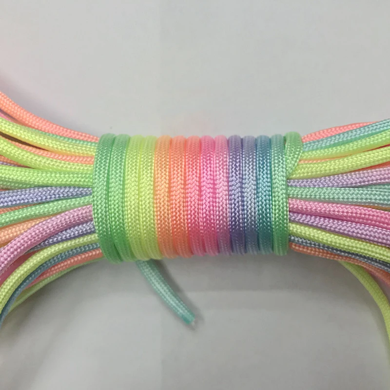 5Meters 4mm Fluorescent Colorful Cord Lanyard Rope 7 Strand Paracord DIY Handmade Crafts Bracelet Accessories