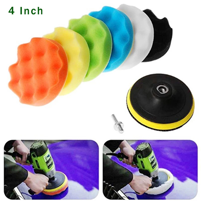 

4 Inch 100mm Polishing Pad Kit Buffing Woolen&Sponge Pads for Car Care Polisher Waxing Polishing 9Pcs/Set