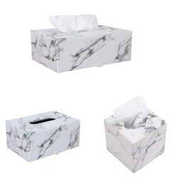 Marble Leather Tissue Box Holder Napkin Holder Pumping Paper Case Dispenser Facial Cover Magnetic Bottom For Home Office Car