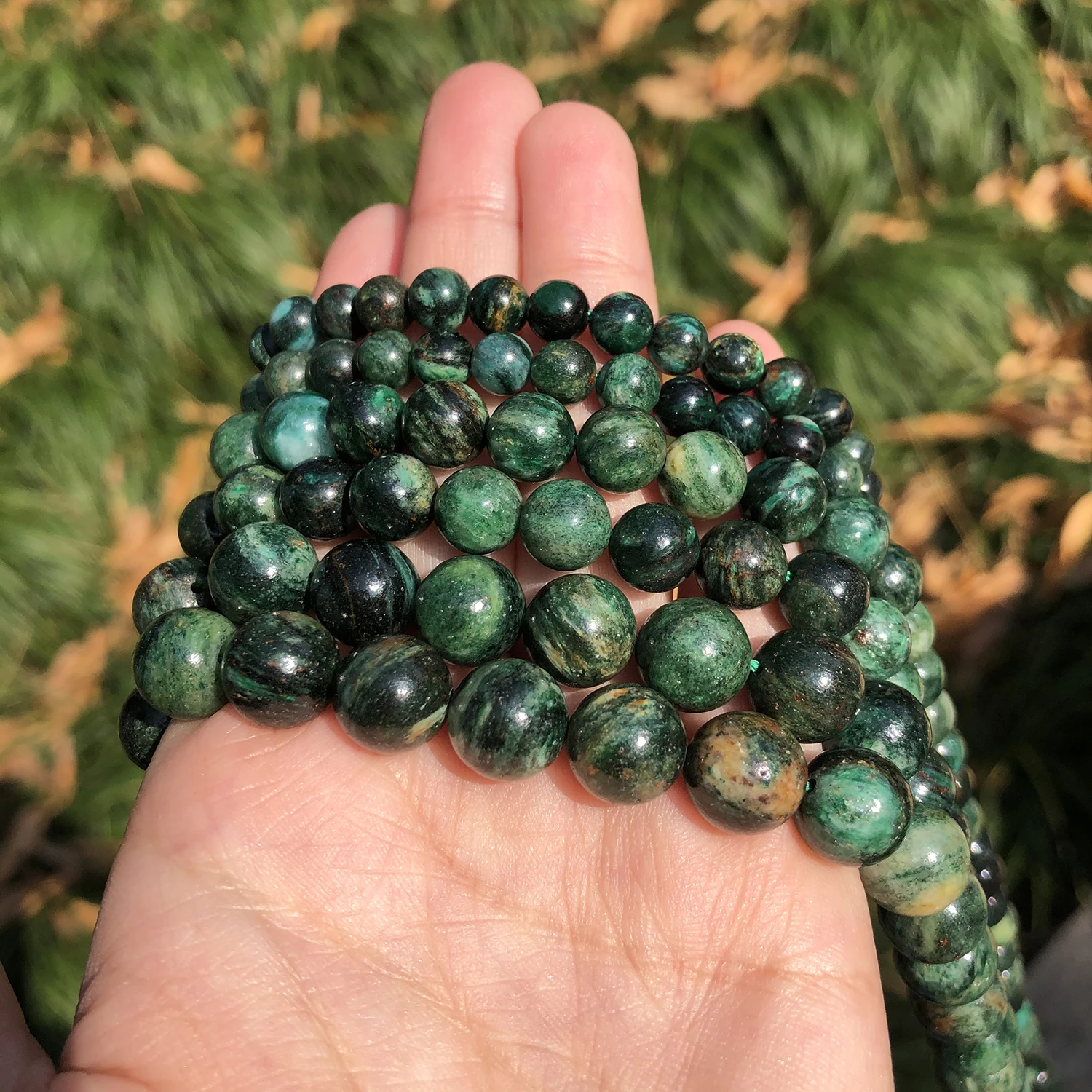 Natural Stone Mixed Green Emerald Round Loose Spacer Beads for Jewelry Craft Making Diy Bracelet Necklace Accessories 6 8 10mm