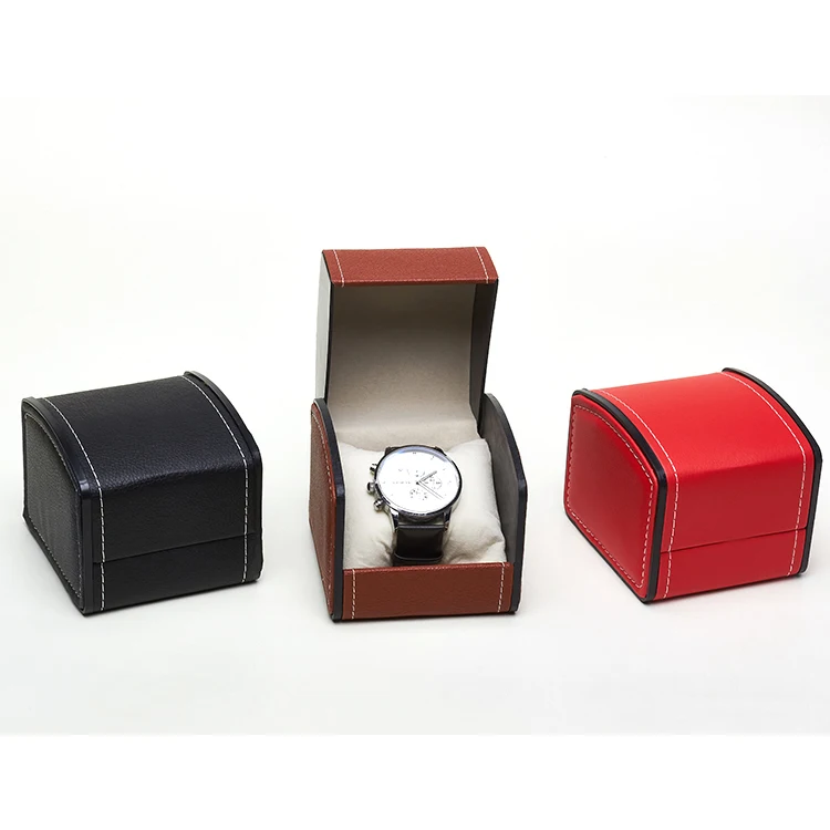 Faux Leather Square Watch Box Jewelry Watch Case Display Gift Box with Pillow Cushion watch box storing wrist watch protecting