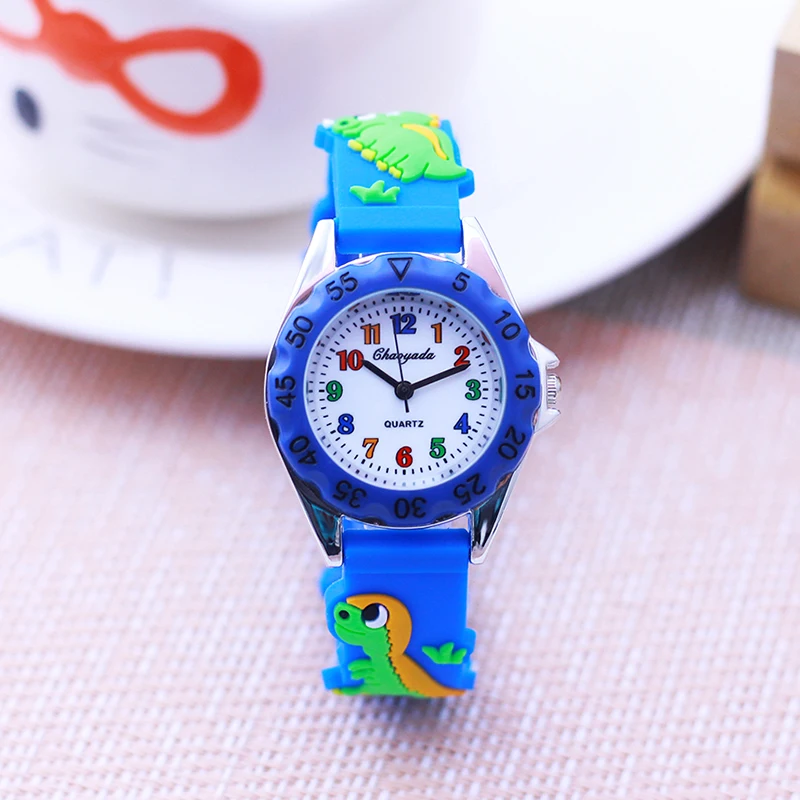 chaoyada 2024 new children boys girls colorful digital quartz wristwatch little kids students dinosaur silicone strap toy watch