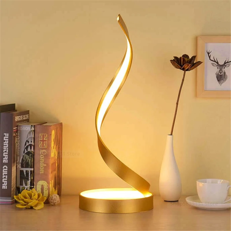 

Nordic Modern Creative Table Lamps LED Spiral Desk Lamp Home Living Room Bedside Touch Night Lights for Reading Decoration Light