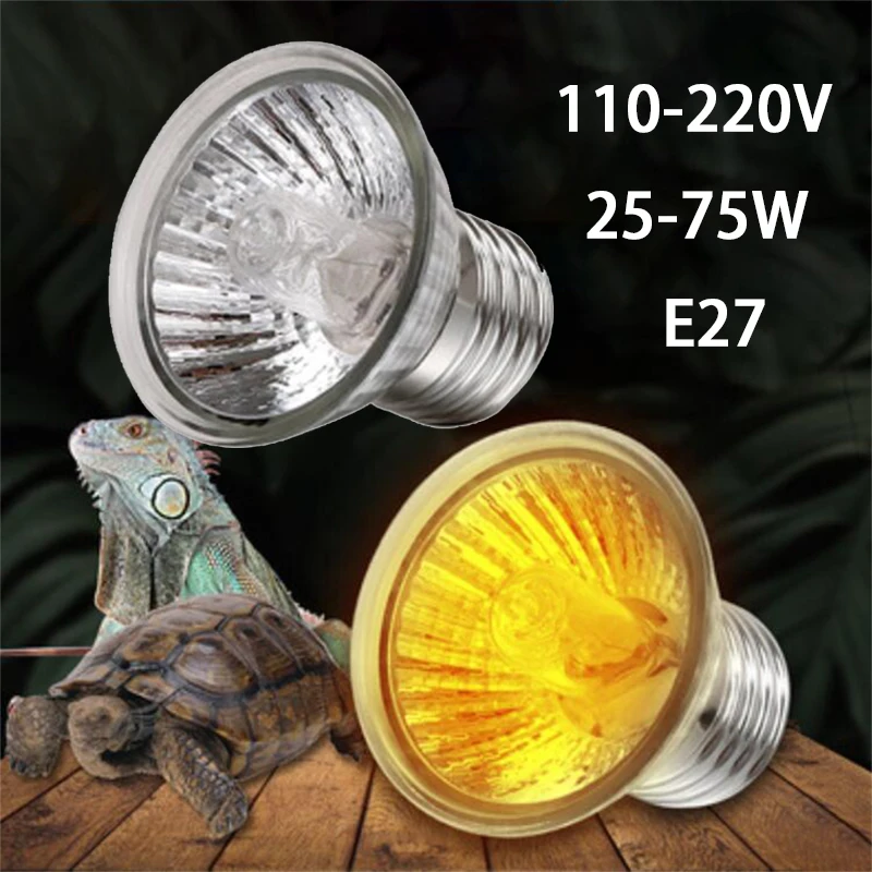 E27 25/50/75W UVA Heat Lamp Pet Reptile Heating Lamp Turtle Lizard Reptile Heater Bulb Emitter Pets Basking Bird Snake 110-220V