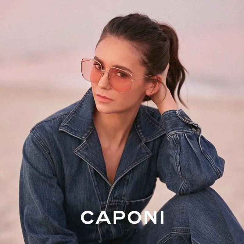 CAPONI Square Classic Sunglasses For Women Fashionable Multicolor Lense Eyewear Famous Brand Designer Trendy Sun Glasses CP2108