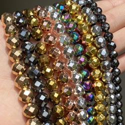 Natural Hematite Stone Beads Rose Gold Silver Color Faceted Loose Spacer Beads For Jewelry DIY Making Bracelet Accessories 15''