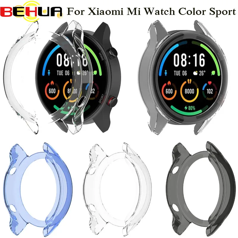 BEHUA For Xiaomi Mi Watch Color Sport Case Silicone Shockproof Protective Cover Cases Soft TPU Protector Shell Frame Accessories