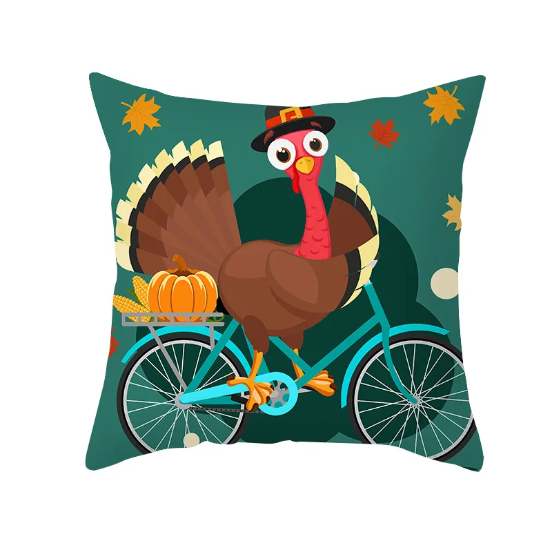 New Product Pillowcase Cartoon Pumpkin Turkey Peach Skin Printing  Sofa Cushion Pillow Covers Decorative  Farmhouse