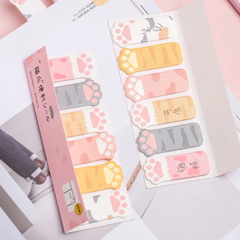 Mengtai Cute Cat Paw Sticky Notes Memo Pad Diary Stationary Flakes Scrapbook Index bookmarks Decorative Kawaii N Times Sticky