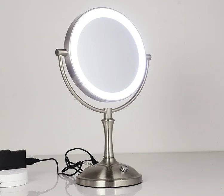 8 Inch Cosmetic Mirror Lighted Double Sided 1/3x Magnifying Makeup Mirror with Led Light 2-Face Desktop Brightness Adjustable