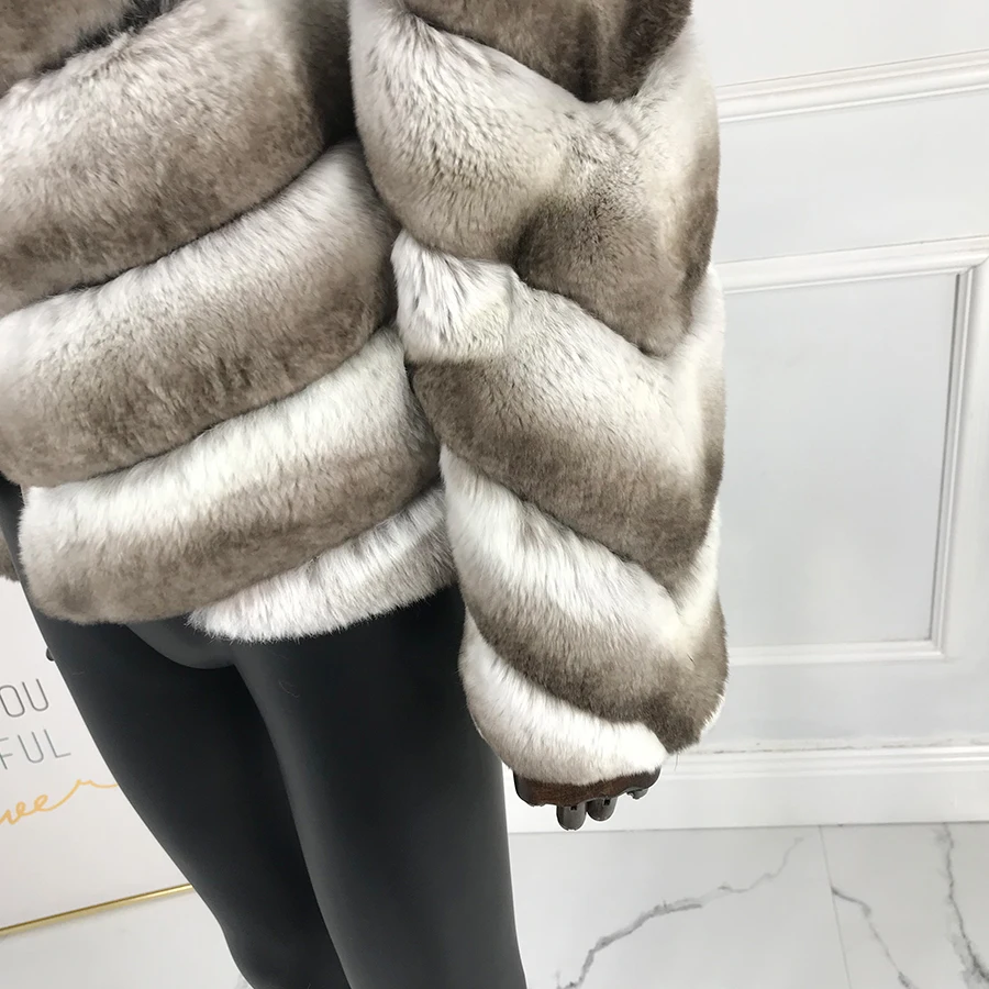 Giacca da donna in vera pelliccia di coniglio Rex Cappotto invernale caldo alla moda Stile caldo