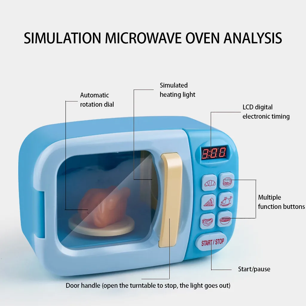 Engraçado crianças cozinha cozinhar jogo brinquedo elétrico forno de microondas doméstico com luz e som fingir jogar conjuntos de alimentos brinquedo crianças presente