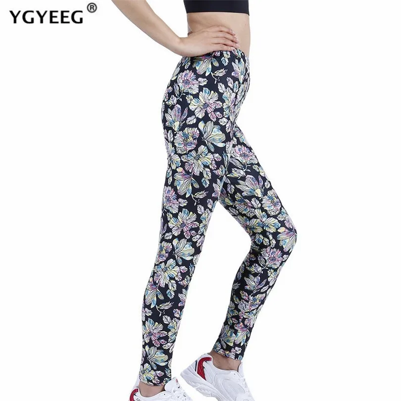 YGYEEG – Leggings de Fitness taille haute pour femmes, collants, vêtements d'entraînement, de course, à motif floral, pantalon confortable élastique