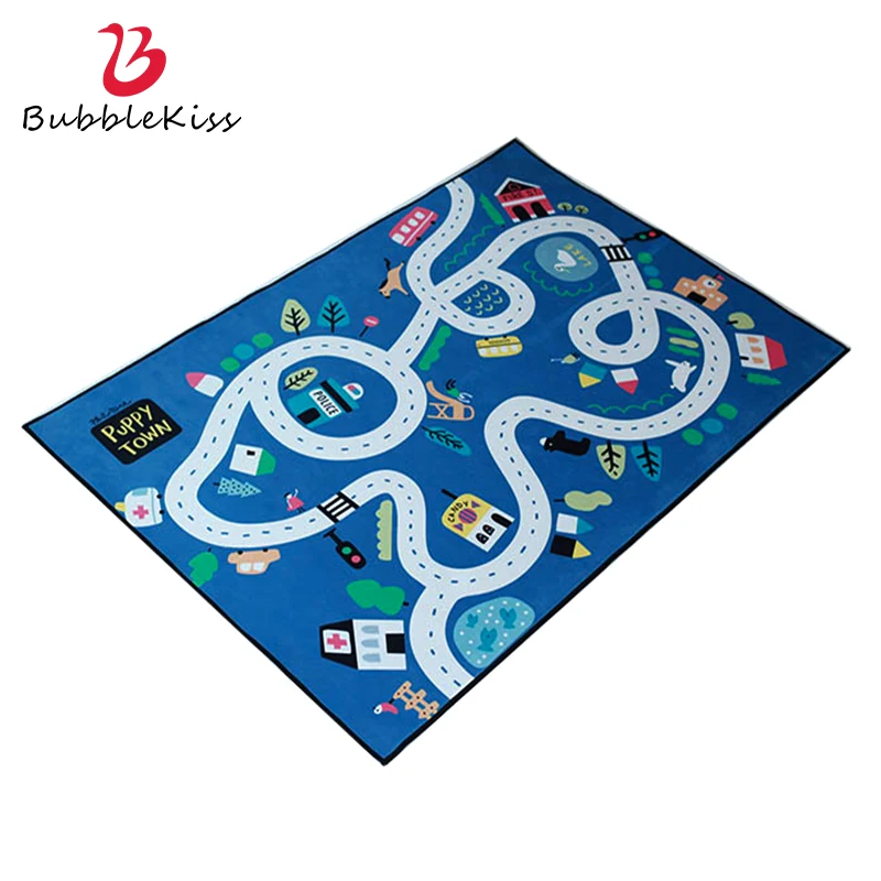 

Bubble Kiss Cartoon Carpets For Living Room Blue Highway Crawling Area Mat Children's Bedroom Anti Slip Pad Home Decoration Rugs