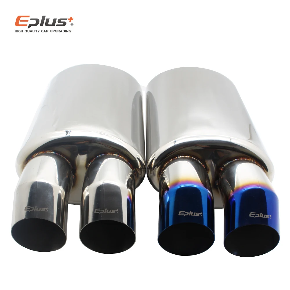 Car Accessories Exhaust Systems Muffler Pipe M Drum Universal Stainless Burned Blue Silver Silencer Double Export 63MM 76MM